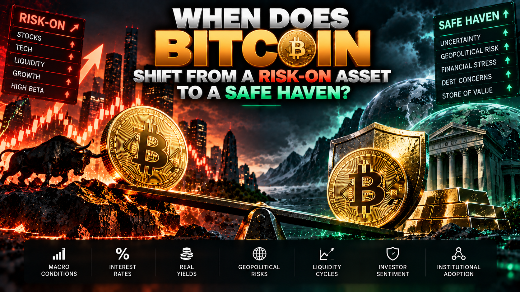 چه زمانی بیت‌کوین از دارایی Risk-On به پناهگاه امن تبدیل می‌شود؟