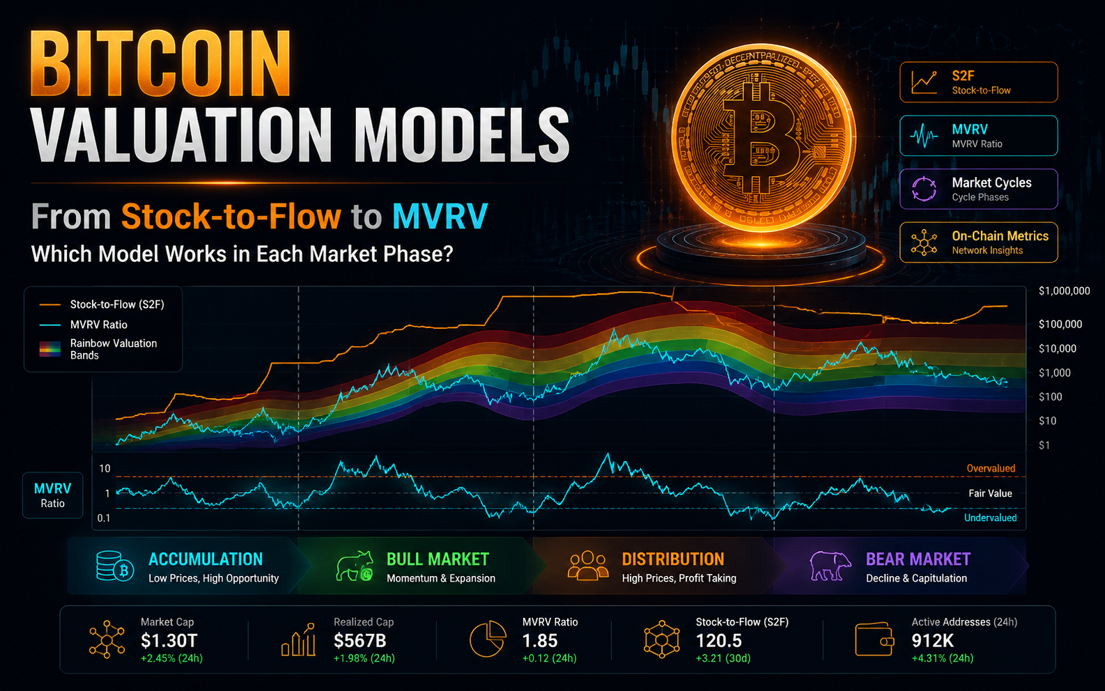 مدل‌های ارزش‌گذاری بیت‌کوین: از Stock-to-Flow تا MVRV