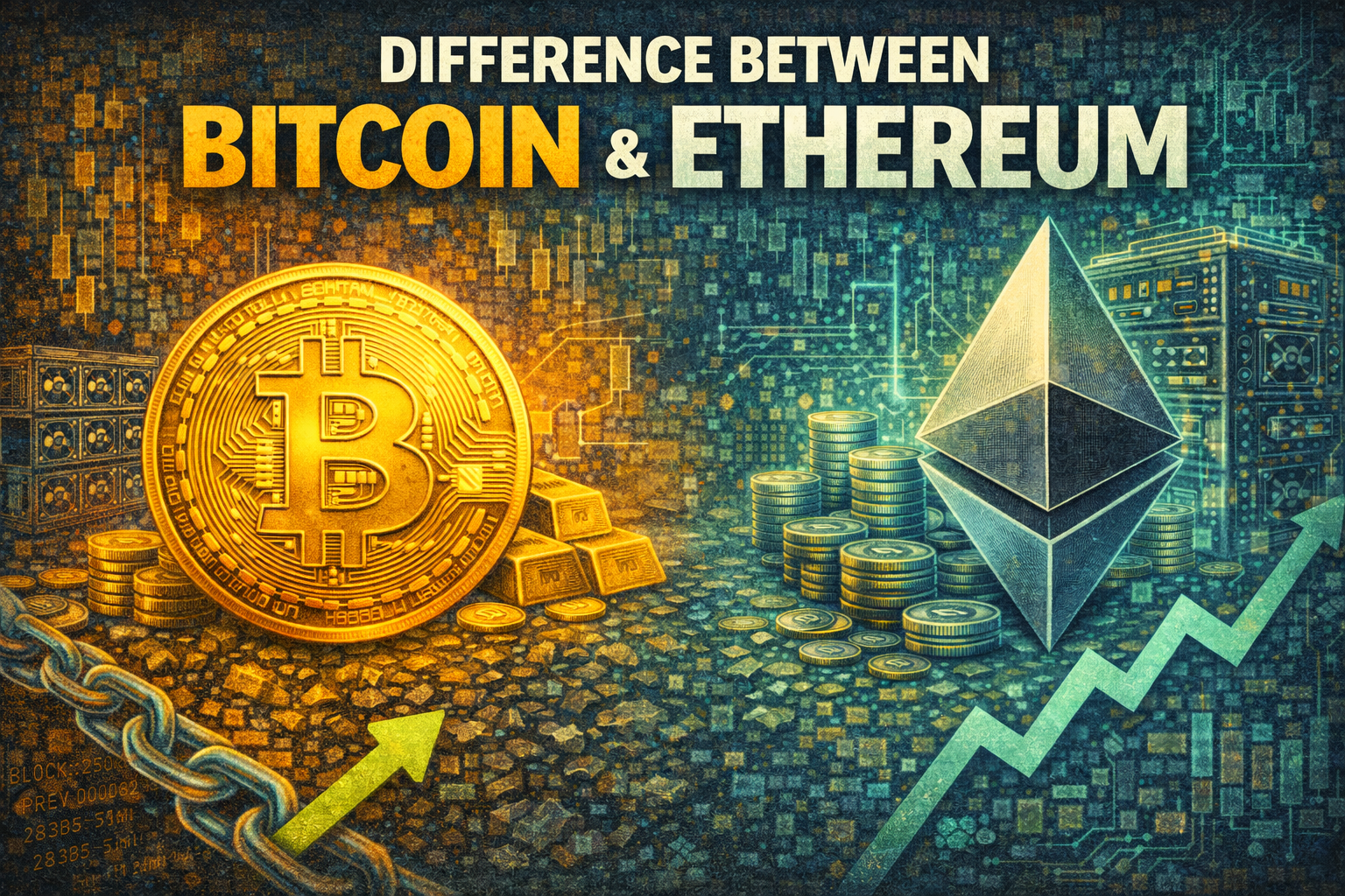 مقایسه تفاوت بیت‌کوین و اتریوم در هدف، ساختار و کاربرد