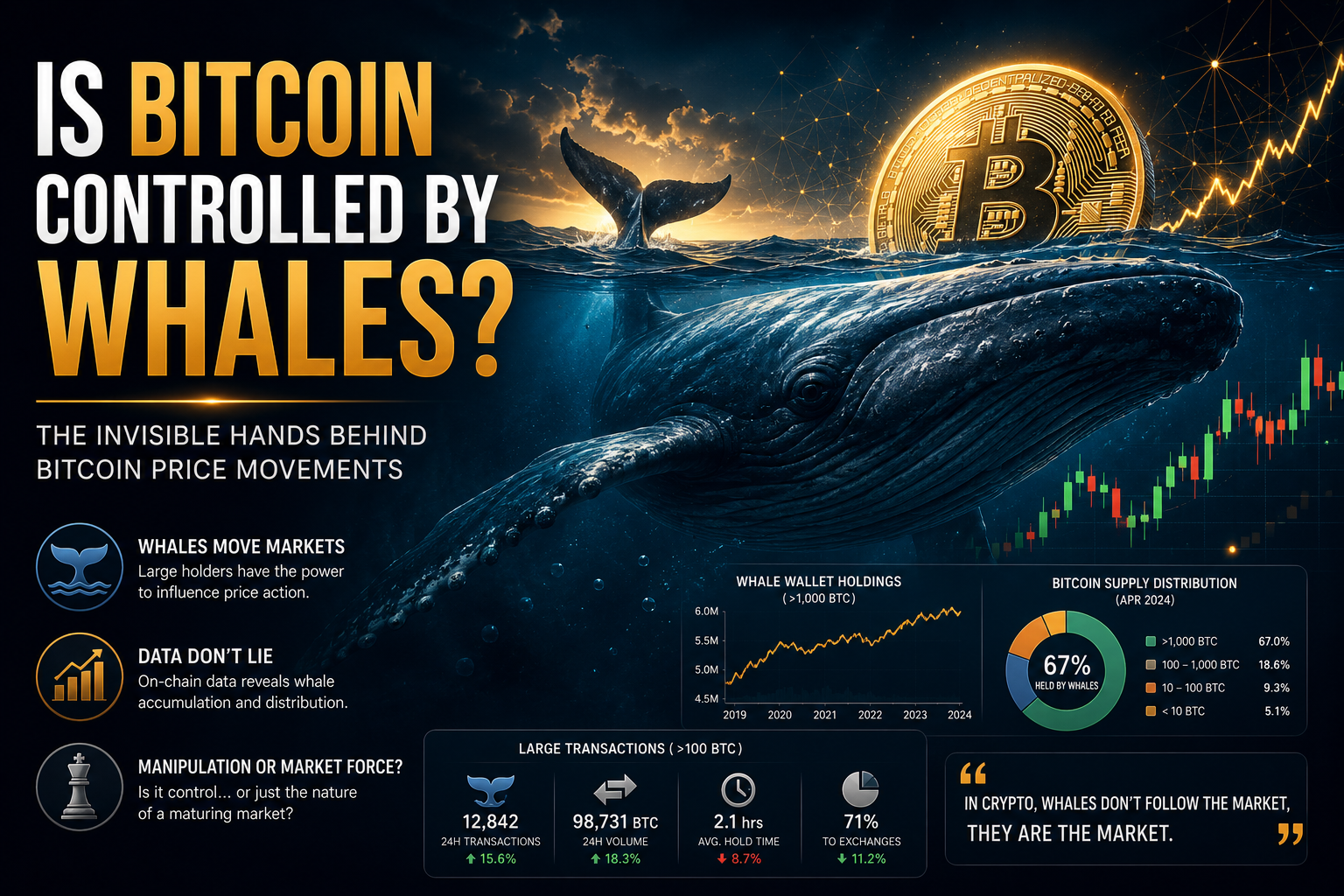 آیا قیمت بیت‌کوین توسط نهنگ‌ها کنترل می‌شود؟