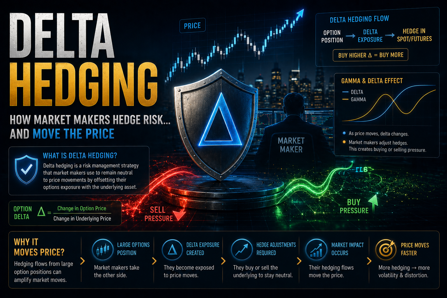 Delta Hedging چیست؟ چرا پوشش ریسک بازارسازها می‌تواند قیمت را جابه‌جا کند؟