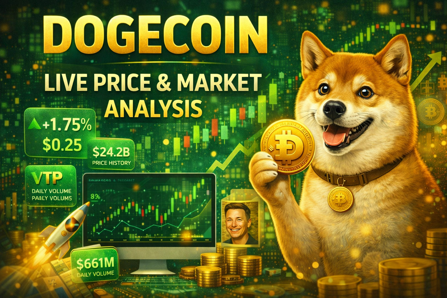 قیمت لحظه‌ای دوج کوین و تحلیل بازار DOGE