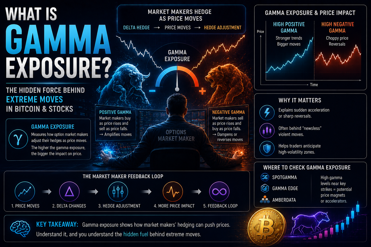Gamma Exposure چیست؟ نقش بازارسازهای آپشن در حرکات شدید بیت‌کوین و سهام