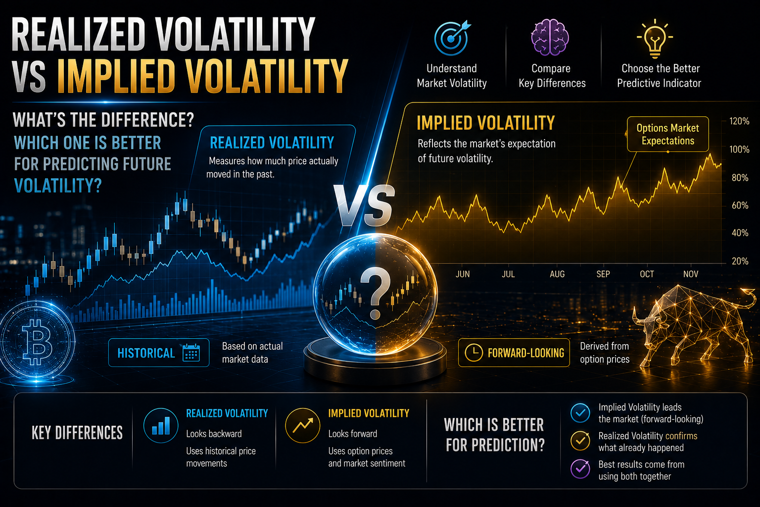 Realized Volatility و Implied Volatility چه تفاوتی دارند؟ کدام برای پیش‌بینی نوسان بهتر است؟