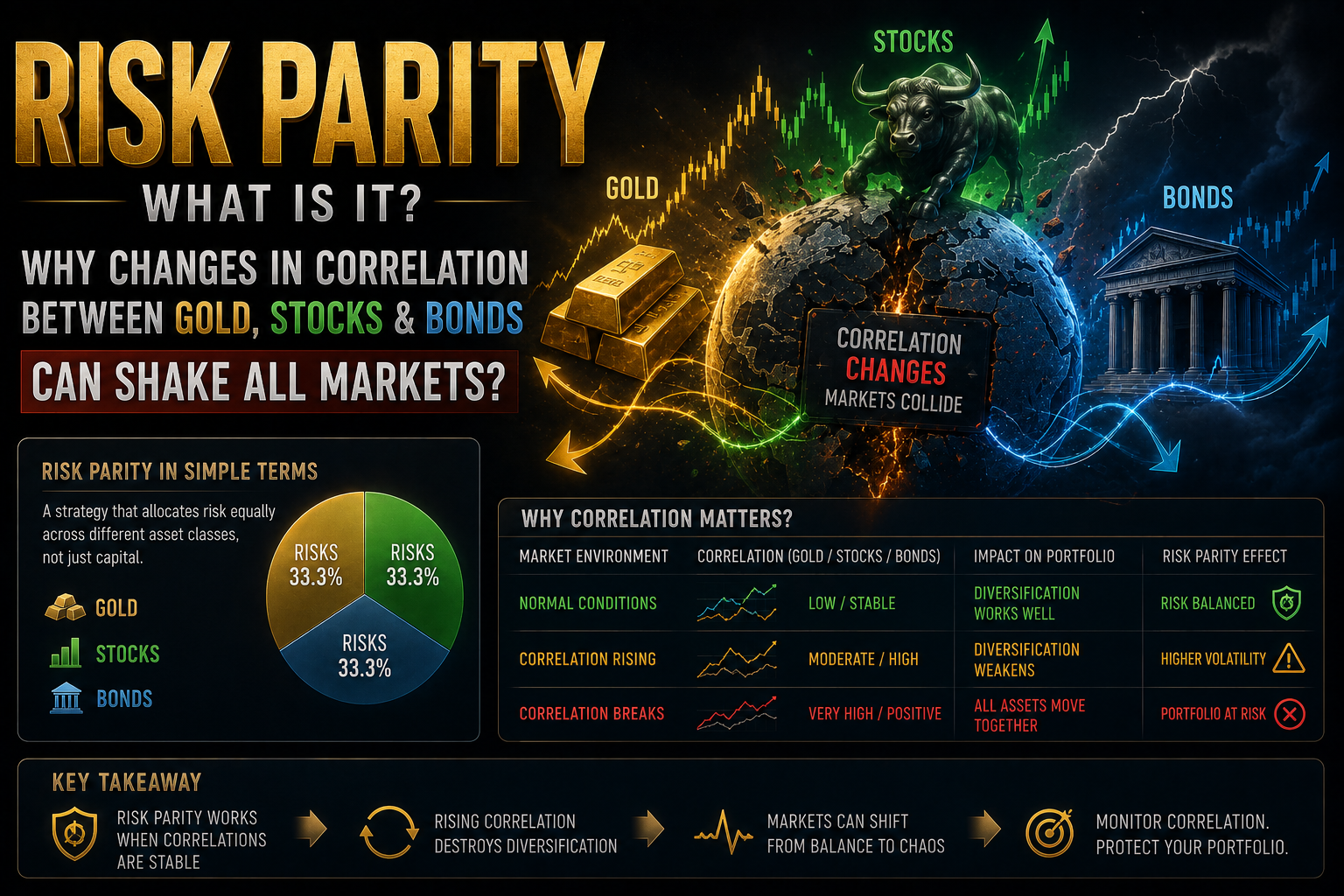Risk Parity چیست؟ چرا تغییر همبستگی طلا، سهام و اوراق می‌تواند همه بازارها را به‌هم بریزد؟