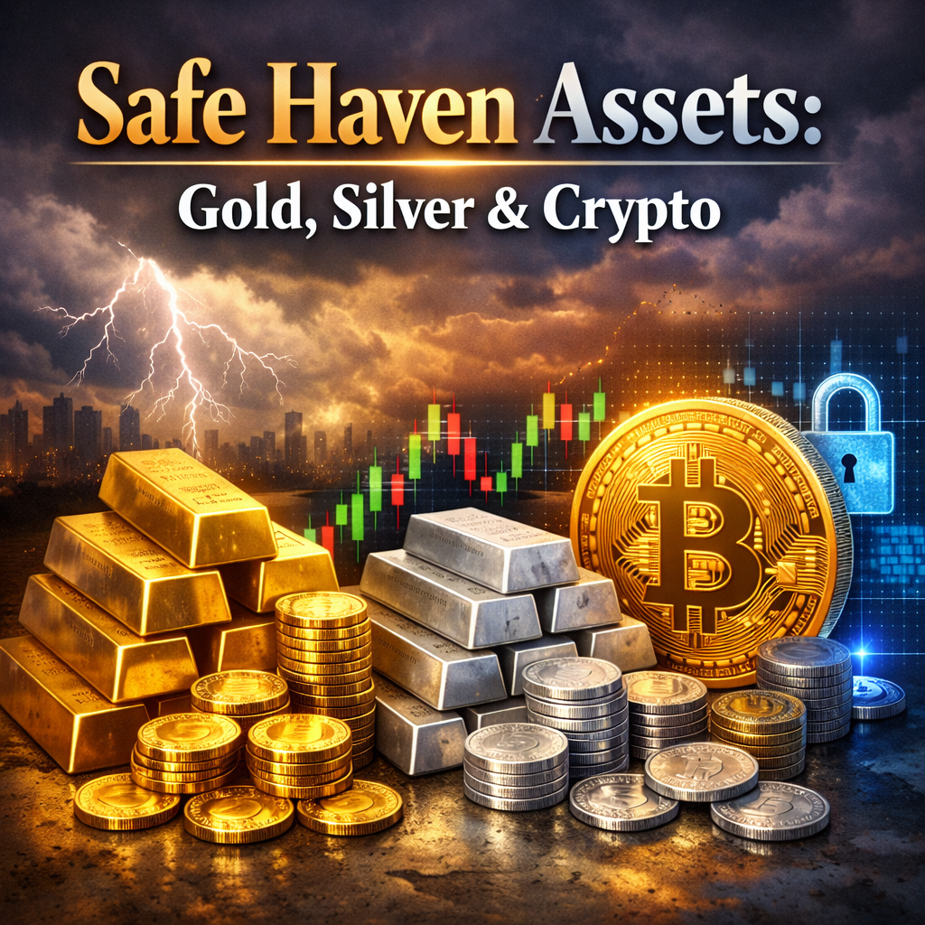 تحلیل دارایی امن و مقایسه طلا، نقره و ارز دیجیتال