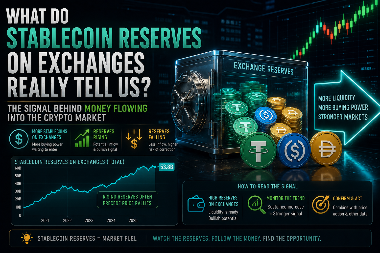 ذخایر استیبل‌کوین در صرافی‌ها چه می‌گوید؟ سیگنال ورود پول به بازار کریپتو