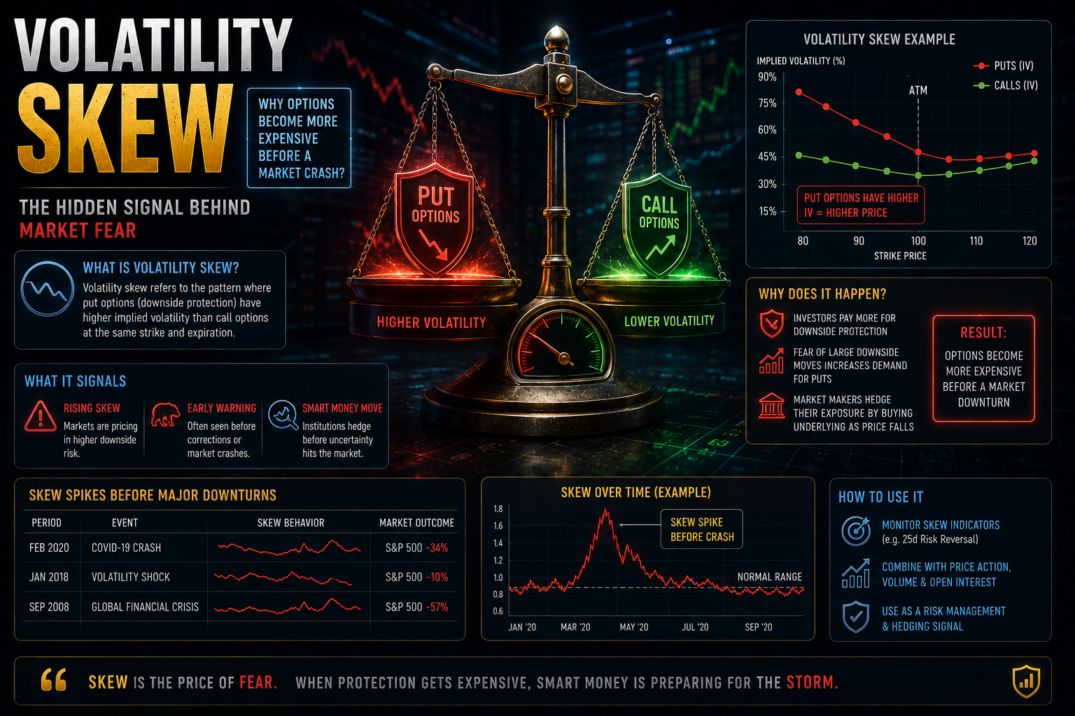 Volatility Skew چیست؟ چرا آپشن‌ها قبل از ریزش بازار گران‌تر می‌شوند؟